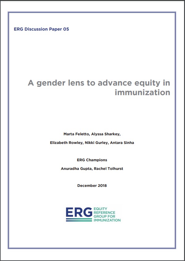 ERG Discussion paper: A gender lens to advance equity in immunization cover image